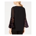 thumbnail image 2 of ALFANI $79 Womens New Black Velvet Burnout V Neck Bell Sleeve Top L B+B, 2 of 2