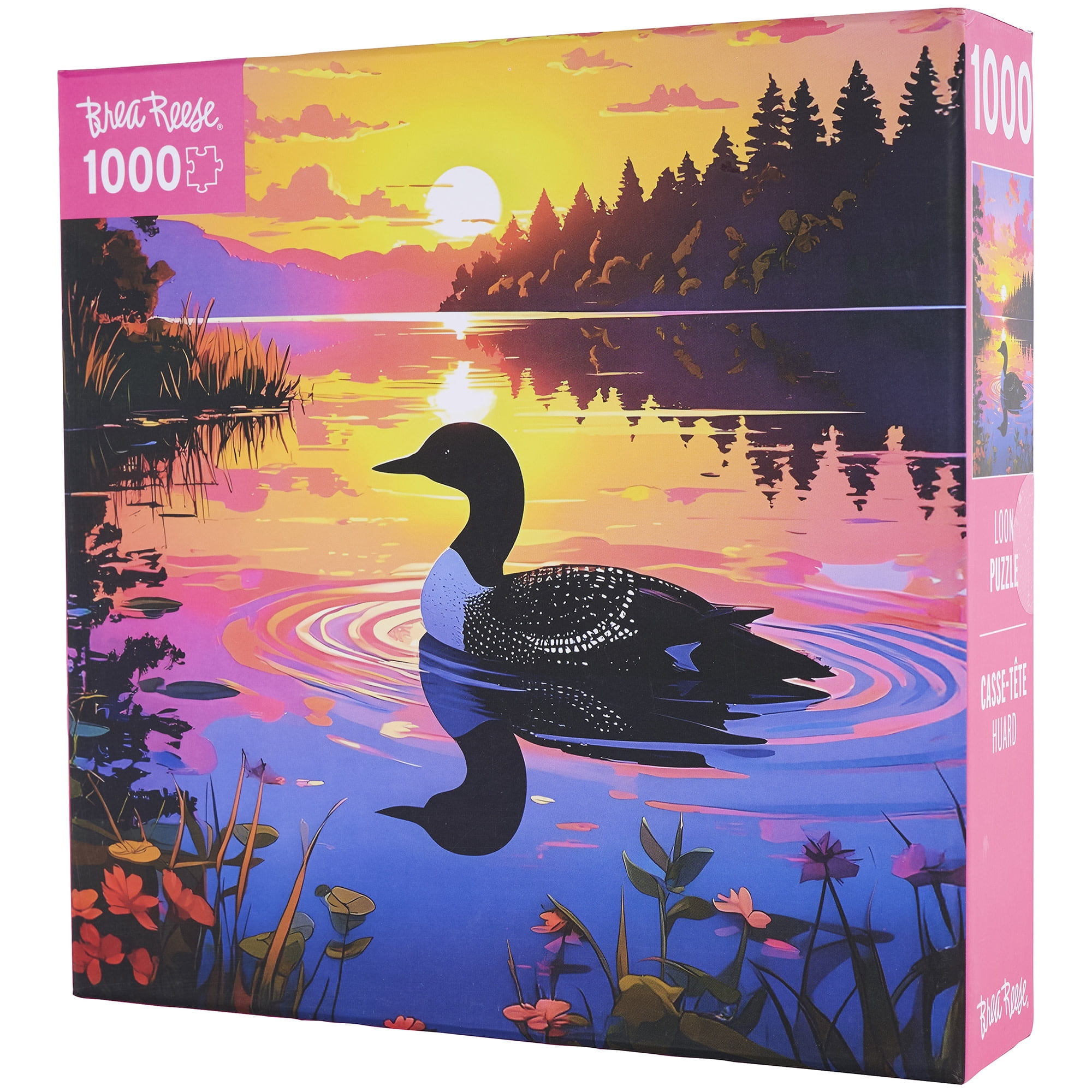 Brea Reese: 1000 Piece Puzzle - Loon - Bird & Lake Sunset Landscape Scene, Adult Jigsaw, Soft-Touch, Snap-Fit, Image Reference Poster, 19.25 x 26.75"
