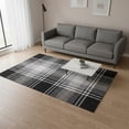 thumbnail image 2 of HomeRoots 674289 5 x 8 ft. Black Ivory & Gold Plaid Washable Machine Made Rectangle Area Rug with UV Protection, 2 of 9