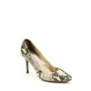 Pre-owned|Jimmy Choo Womens Snakeskin Slip On Stiletto Pumps Brown Ivory Size 37.5 7.5