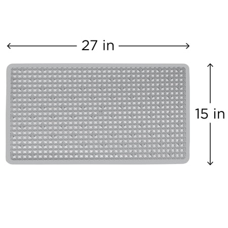 MAINSTAYS 15″ X 27″ MILDEW RESISTANT SOFT ON FEET RING TEXTURED BATHTUB MAT WITH SUCTION CUPS, GRAY