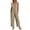 Khaki, variant on Womens Cotton Jumpsuits Sleeveless Summer V Neck Loose Fit Button Down Romper Straight Leg Loungewear with Pockets,Black,XL