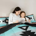thumbnail image 5 of Manfei Vintage Aztec Bedding Comforter Set,Blue Geometric Pattern Twin Comforter Sets,Boho Theme Bedding Set,Super Cozy Room Decor Reversible,2-Piece, 5 of 8