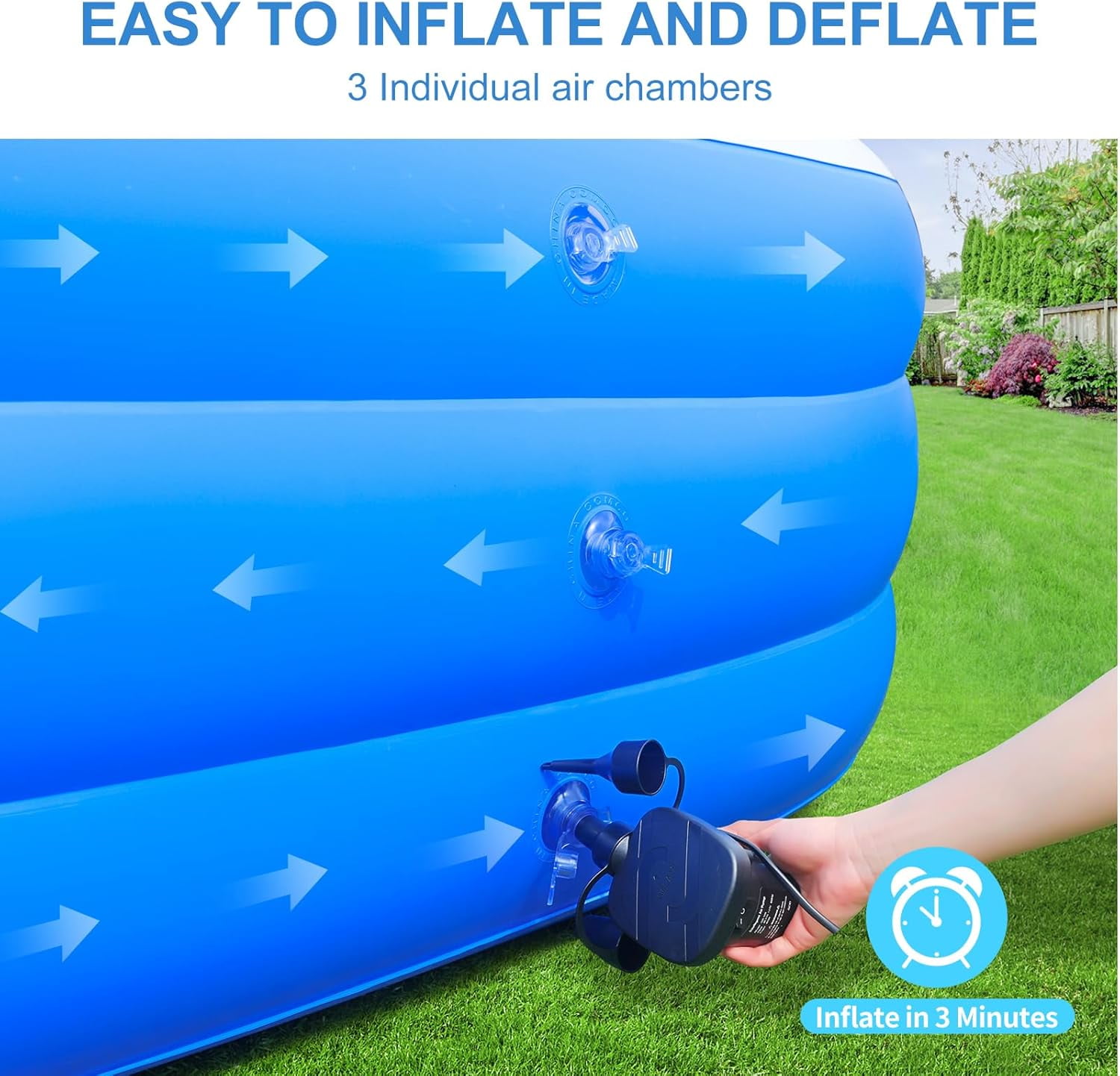 Inflatable Swimming Pool with Pump, Cuopluber 120" x 72" x 22" Large Inflatable Pool for Adults and Kids, Thickened Blow Up Pools for Outdoor, Garden, Backyard, Summer Water Party