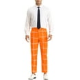 thumbnail image 2 of INSPIRE CHIC Men's Plaid Dress Pants Slim Fit Checked Printed Trousers 36 Orange, 2 of 6