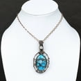 thumbnail image 5 of Natural Tibetan Turquoise Gemstone Copper Wire Wrap Gift Pendant 3.15", 5 of 5