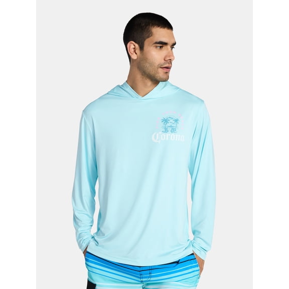 Corona Men’s and Big Men’s Graphic Hooded Sun Shirt with Long Sleeves, Sizes S-3XL