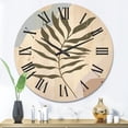 thumbnail image 2 of Designart 'Abstract Botanical Minimalist Leaf In Earth Tones I' Modern Wood Wall Clock, 2 of 5