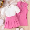 thumbnail image 4 of Sngxgn Girl's 2 Piece Outfits Short Sleeve Shirt and Belted Pants Set(Pink,4Y), 4 of 7