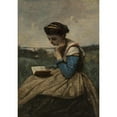 thumbnail image 3 of Jean-Baptiste-Camille Corot 14x18 Black Modern Framed Museum Art Print Titled - A Woman Reading (1869), 3 of 5