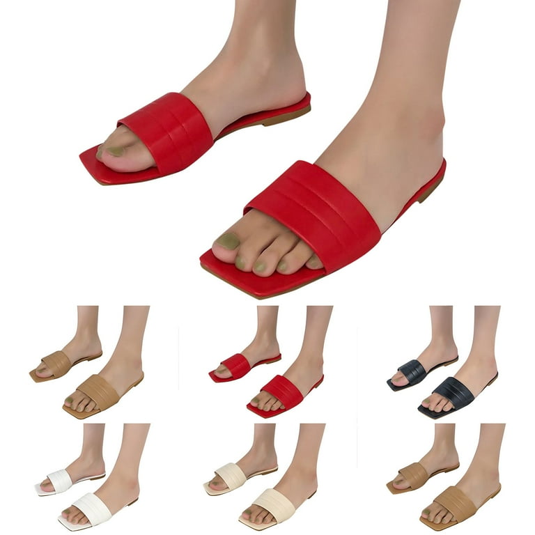 Cute red flat sandals hot sale