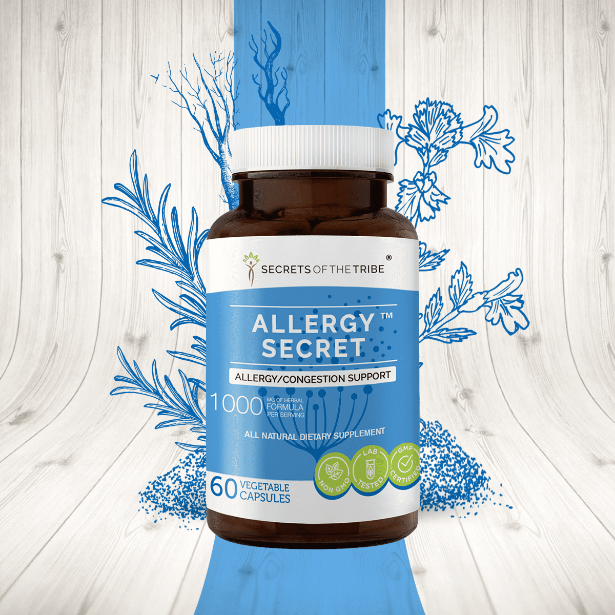 Allergy Secret 60 Capsules, 500 mg, Rosemary, Mullein leaf, Marshmallow