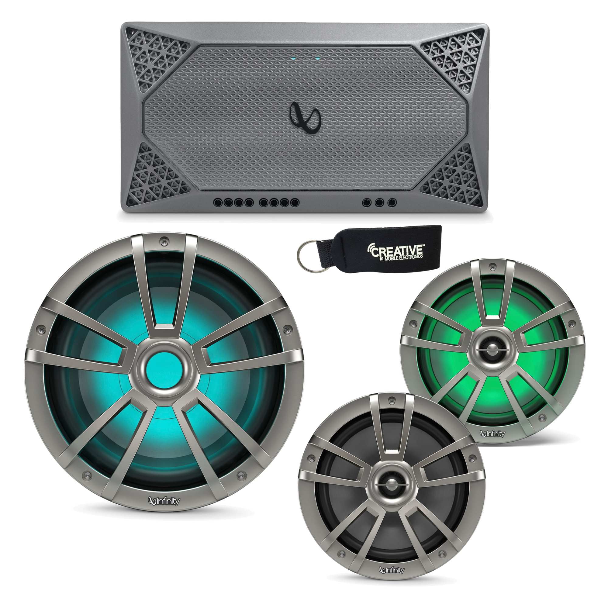 Infinity Marine A Pair of 822MLT Titanium 8" LED Speakers, A 1022MLT