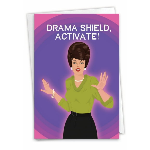 1 Funny Birthday Card with Envelope - Drama Shield C2996BDG