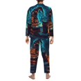thumbnail image 2 of Halloween Costumes Mens Pajamas Set, Halloween Vintage Witch Hat Black Cat A Halloween Pajamas Button Down Long Sleeve Loungewear Halloween Sleepwear Pjs sets for Men, 2 of 7