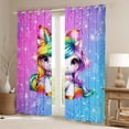 thumbnail image 2 of Erosebridal Girls Unicorn Black Out Curtains,Multicolor Glitter Print Curtains Pack of 2 (42x63 Each) For Kids, 2 of 7