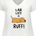 thumbnail image 4 of Inktastic Lab Life is Ruff Yellow Lab Women's Plus Size V-Neck T-Shirt, 4 of 5