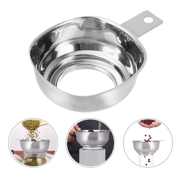 HOMEMAXS Stainless Steel Wide Mouth Funnel with Handle for Kitchen Use at Home Silver 7.87 Inches