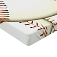 thumbnail image 2 of Ambesonne Sports Fitted Sheet, Baseball Ball Pattern, Queen Size, Cream Red, 2 of 3