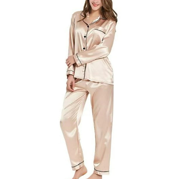 Satin two piece pajamas sale
