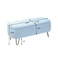 thumbnail image 5 of 40" Storage Bench with Gold Legs for End of Bed, Faux Fur Entryway Bench with Upholstered Padded, Storage Ottoman Bench for Living Room Bedroom, Blue, 5 of 9