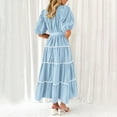 thumbnail image 5 of Homenesgenics Summer Dresses 2025 Women's Spring Shirt Dress Short Puffy Sleeve Tiered Ruffle Flowy Long Maxi Dresses Blue XXL, 5 of 9