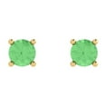 thumbnail image 3 of 14K Solid Gold Push Back Stud Earrings for Women | 0.2 cttw Round Cut Simulated Green Diamond | Yellow Gold, 3 of 5