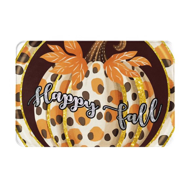 Balery Fall Farmhouse Pumpkins Felpudo de franela, resistente a las manchas y a la decoloración, para uso interior y exterior, fácil de limpiar, 40 x 60 cm