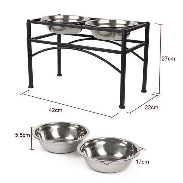 Dazone Elevated Dog Cat Feeder Double Bowl Raised Stand Extra Two Stainless Steel Bowls Washable Perfect For Water Food Or Treats M 1 Quart 10 62 H Walmart Com Walmart Com