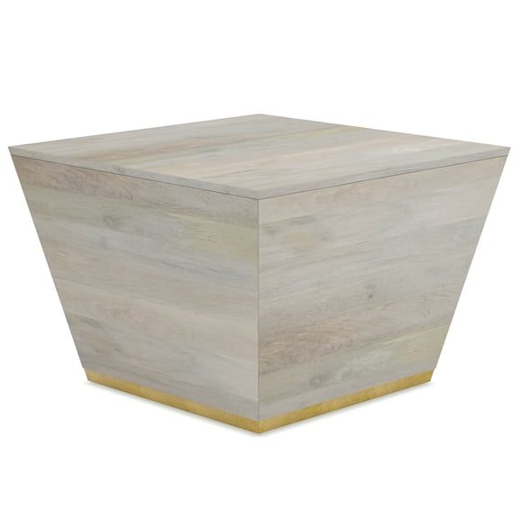 Simpli Home Abba 28 inch Wide Solid Mango Wood Modern Square Coffee Table in White Wash, Fully Assembled