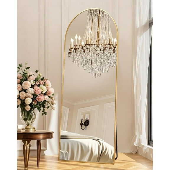 58"x19"Floor Mirror Full Length,Arched Full Length Mirror with Stand,Full Body Mirror,Hanging or Large Leaning for Bedroom Living Room Gold
