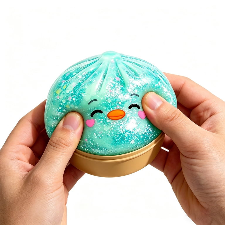 2 Squishies De Dumpling Glitter Con Lentejuelas | Bollo De Vapor De 10 Cm | Juguete Anti-estrés Para Niños Y Adultos