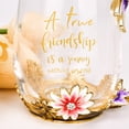 thumbnail image 3 of Taza de té de vidrio OEAGO Friendship con diseño floral y cuchara, 3 of 7