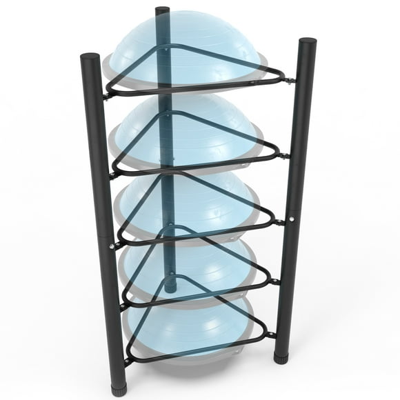 Synergee Support de Balles d'Exercice. Supporte jusqu'à 5 Balles d'Exercice pour Maison, Commercial et Garage Organisation de Gym. Support de Rangement Autoportant pour Balles d'Exercice.