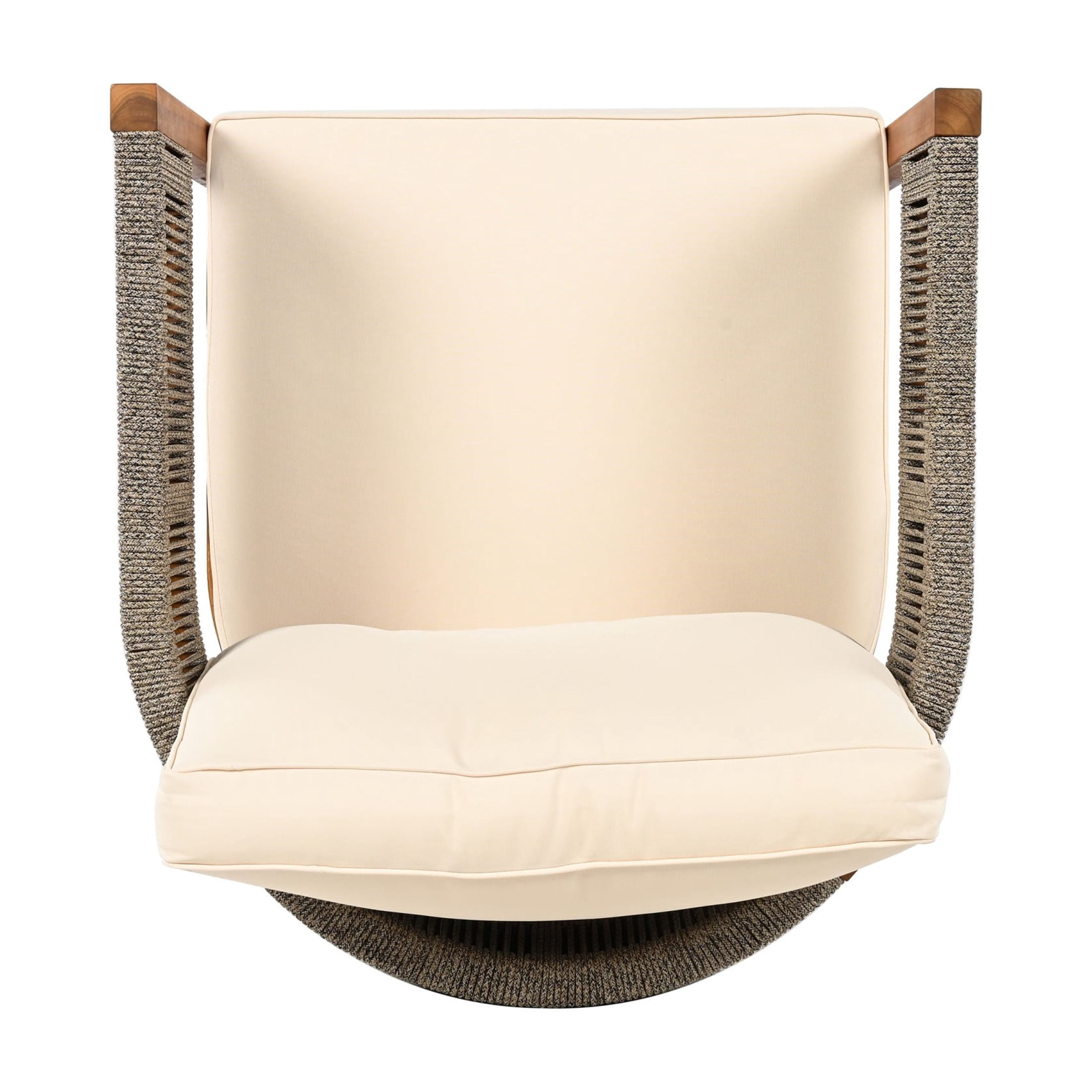 Christopher Knight Home 5-Piece Patio Furniture Set, Acacia Wood Tub Design Sofa, Loveseat, Chairs with Woven Rope Table and Beige Cushions, Teak