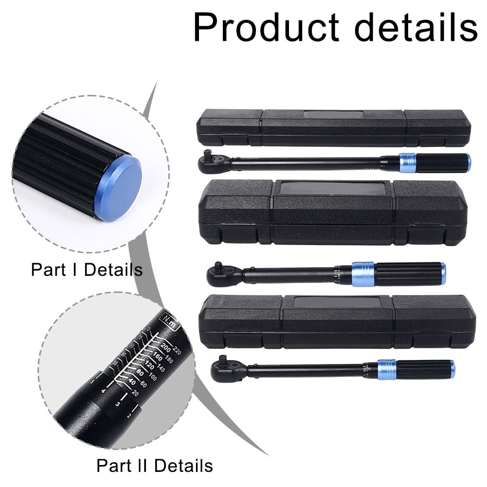 72-Tooth Adjustable Torque Wrench Mechanical 1/2 3/8 1/4In For Auto Repair Tools 1/4（5-25Nm)