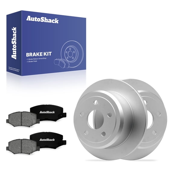 AutoShack Rear Solid Coated Brake Rotors   Premium Ceramic Pads 6-PC Brake Kit Replacement for 2018 Jeep Wrangler ArmorStop 12.44" (316 mm)