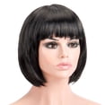 thumbnail image 3 of Spencer Short Bob Hair Wigs Straight with Flat Bangs Synthetic Colorful Daily Cosplay Anime Halloween Party Hair Wig for Women, Black, 3 of 10