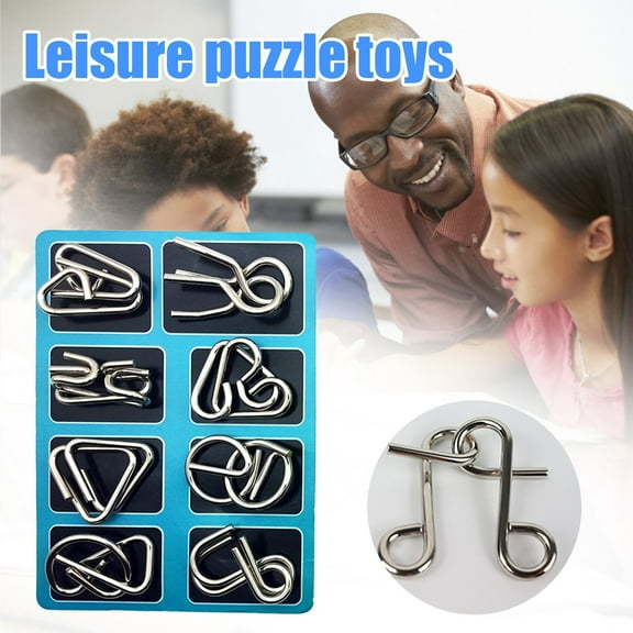 Boy Toys Age 8-10 Years Old on Clearance 8 Pcs Metal Wire Puzzle Toy Brain Teaser Game Mind Test Ring Kids Gift Gifts for Men Women