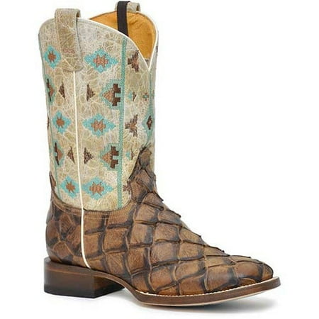 

Women s Roper Big Fish Aztec CCS Pirarucu PRINT Boots Handcrafted Tan