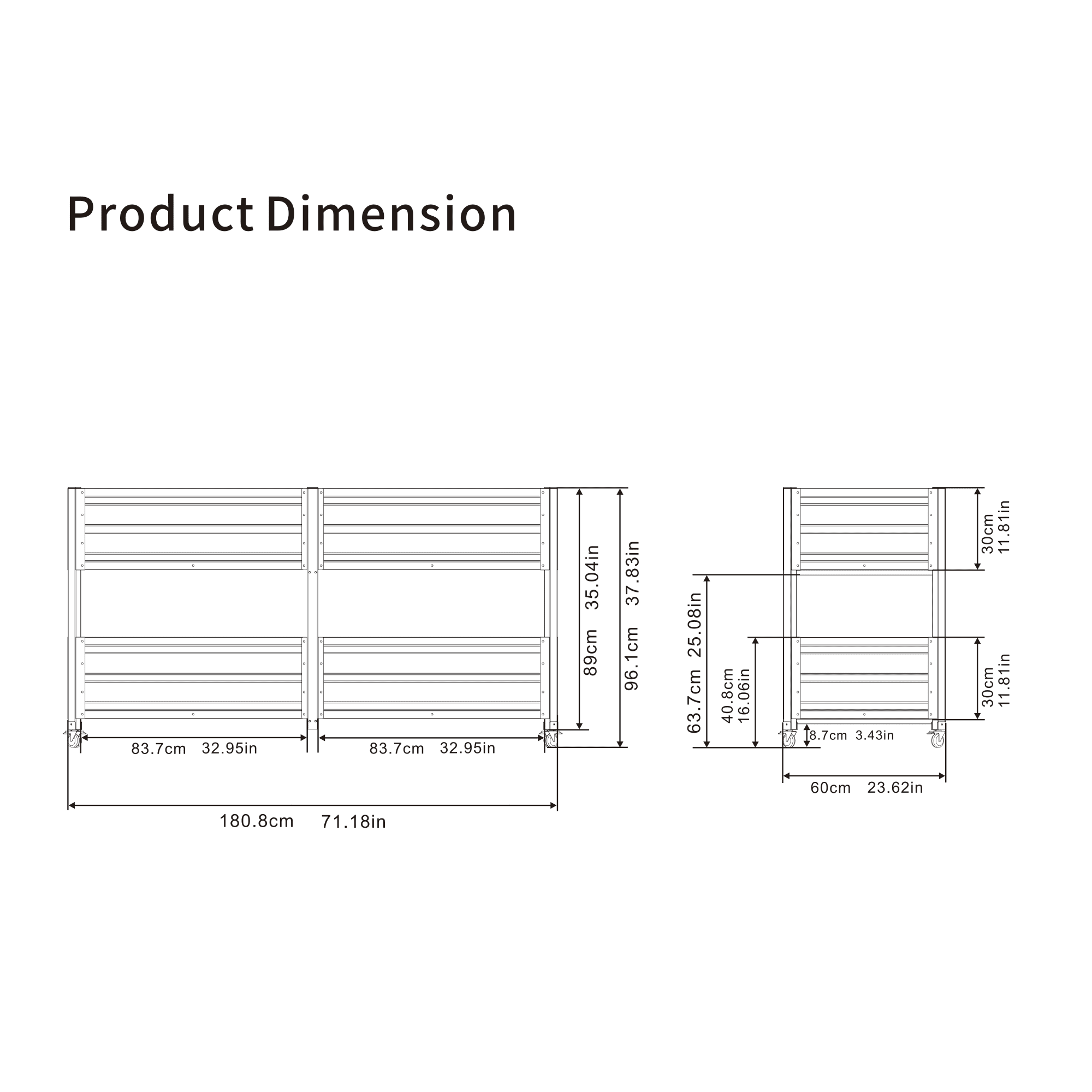 Leumius Dual Tier Elevated Metal Raised Garden Bed with Lockable Wheels, Staggered 2-Layer Raised Planter Box, Outdoor Patio Backyard Green Planting Bed for Vegetables Herbs Flowers,Green