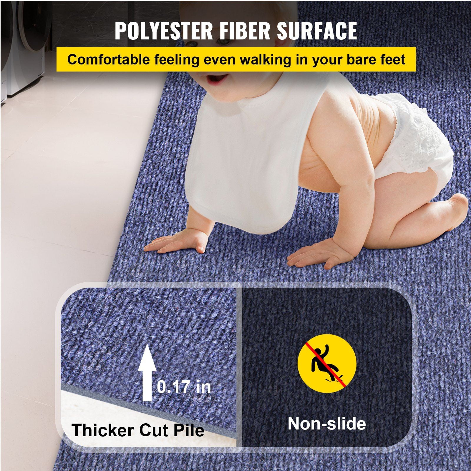 Deep Blue Marine Carpet 6x13.1 ft Waterproof Boat Carpet Outdoor Rug for Patio Deck Garage Non Slip Runner