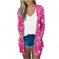 thumbnail image 1 of Pompotops Chemisier Décontracté à Manches Longues Imprimé pour Femmes avec Poche Cardigan Liquidation, 1 of 5