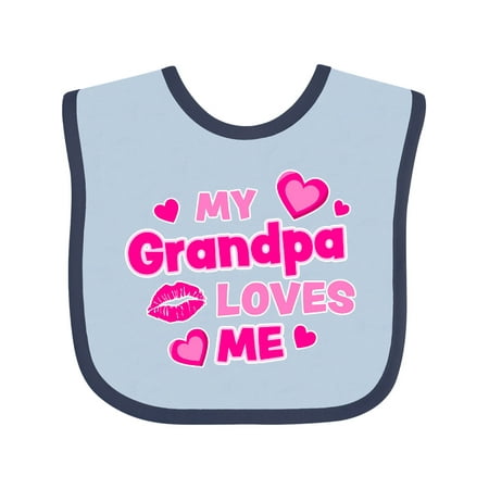 

Inktastic My Grandpa Loves Me with Hearts and Kiss Gift Baby Boy or Baby Girl Bib