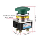 Uxcell Push Button Switch Green Momentary AC 380V 5A Push Button Switch 30mm Panel Mount