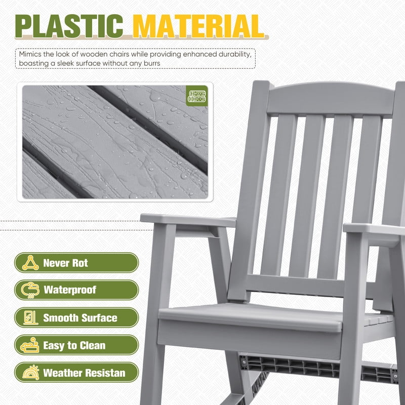Homall Outdoor Rocking Chair Resin All-Weather Resistant High-Back Rocker for Patio, Garden