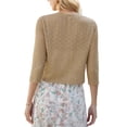 thumbnail image 5 of Uvplove Women's Cropped V-Neck Knit Cardigan Button Lightweight Soft Hollowed-Out Textured Shrug,Brown,XL, 5 of 8