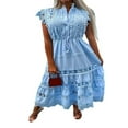 thumbnail image 1 of Elegant Women‘s Long Dress with Fly Sleeves and Button-down Design, 1 of 5