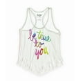 thumbnail image 2 of Aeropostale Womens Be Tru Fringed Tank Top, White, Juniors, Small, 2 of 2