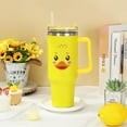 thumbnail image 4 of Yellow Duck Tumbler with Lid and Straw 40oz Cartoon Rubber Duck Tumbler with Handle Summer Stainless Steel Cup for Home Office Travel, 4 of 6